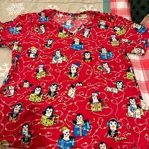 2 Christmas scrub tops